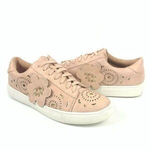 Nanette Lepore Wesley Blush Floral Leather Women's Lace Up Sneakers Size 8.5